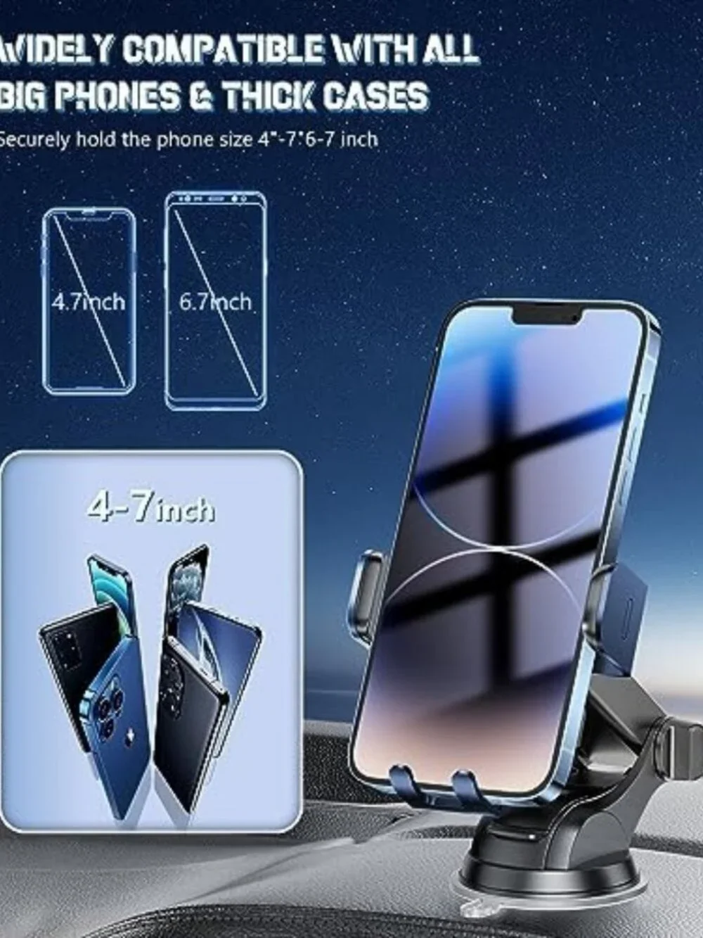 3-in-1 Wireless Car Charger & Auto-Clamping Phone Holder for iPhone & Samsung